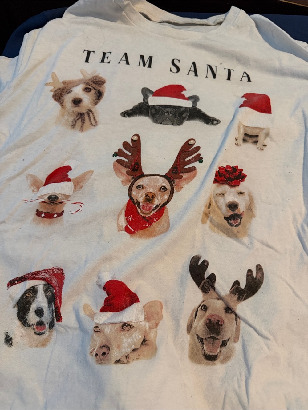 Team Santa Dogs Holiday Pet T-Shirt - White